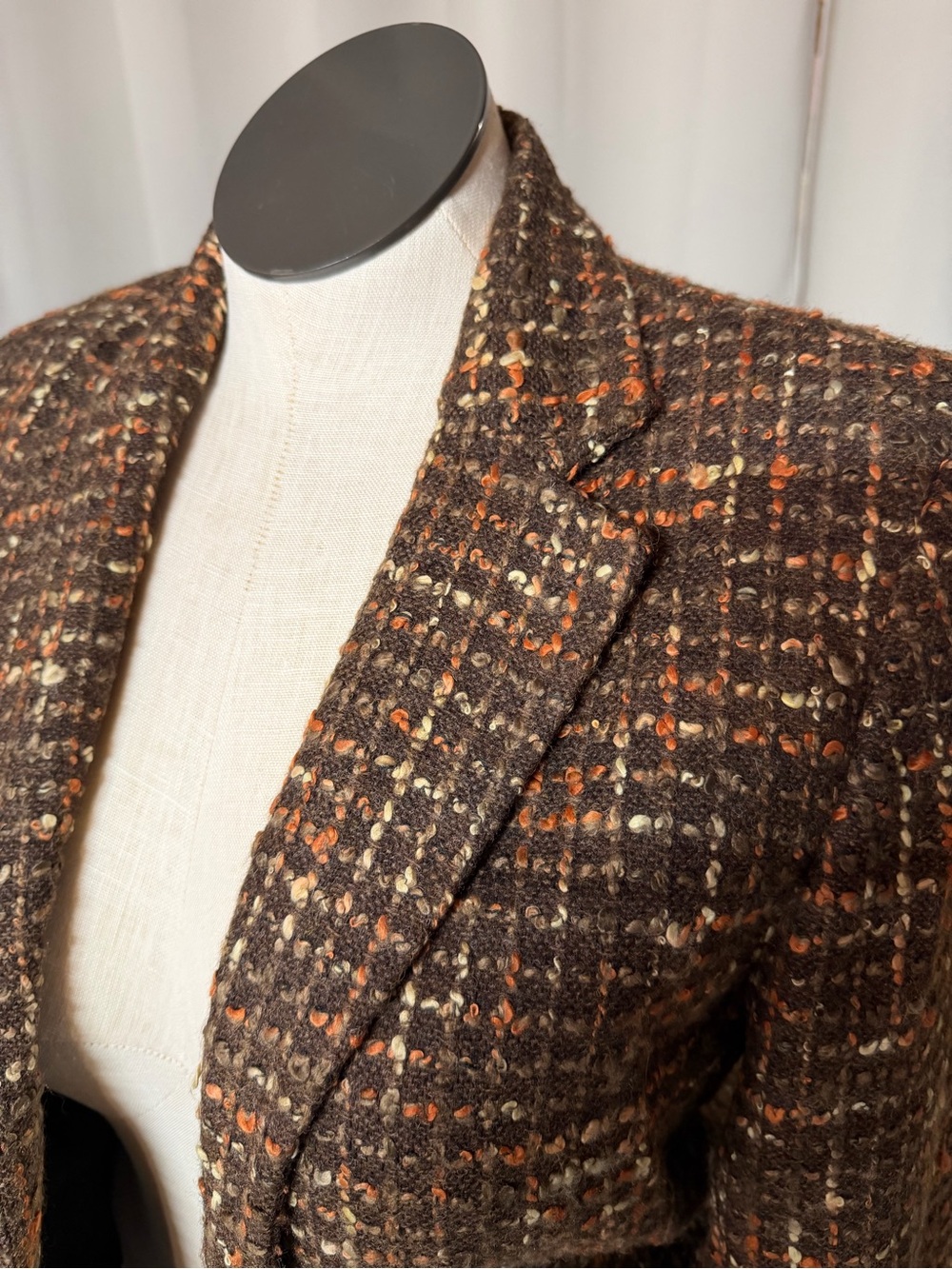 Wool Blend Blazer Jacket | Jones New York | Brown Boucle Tweed | Size 12